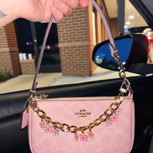 Coach Pink Floral Chain Shoulder Bag